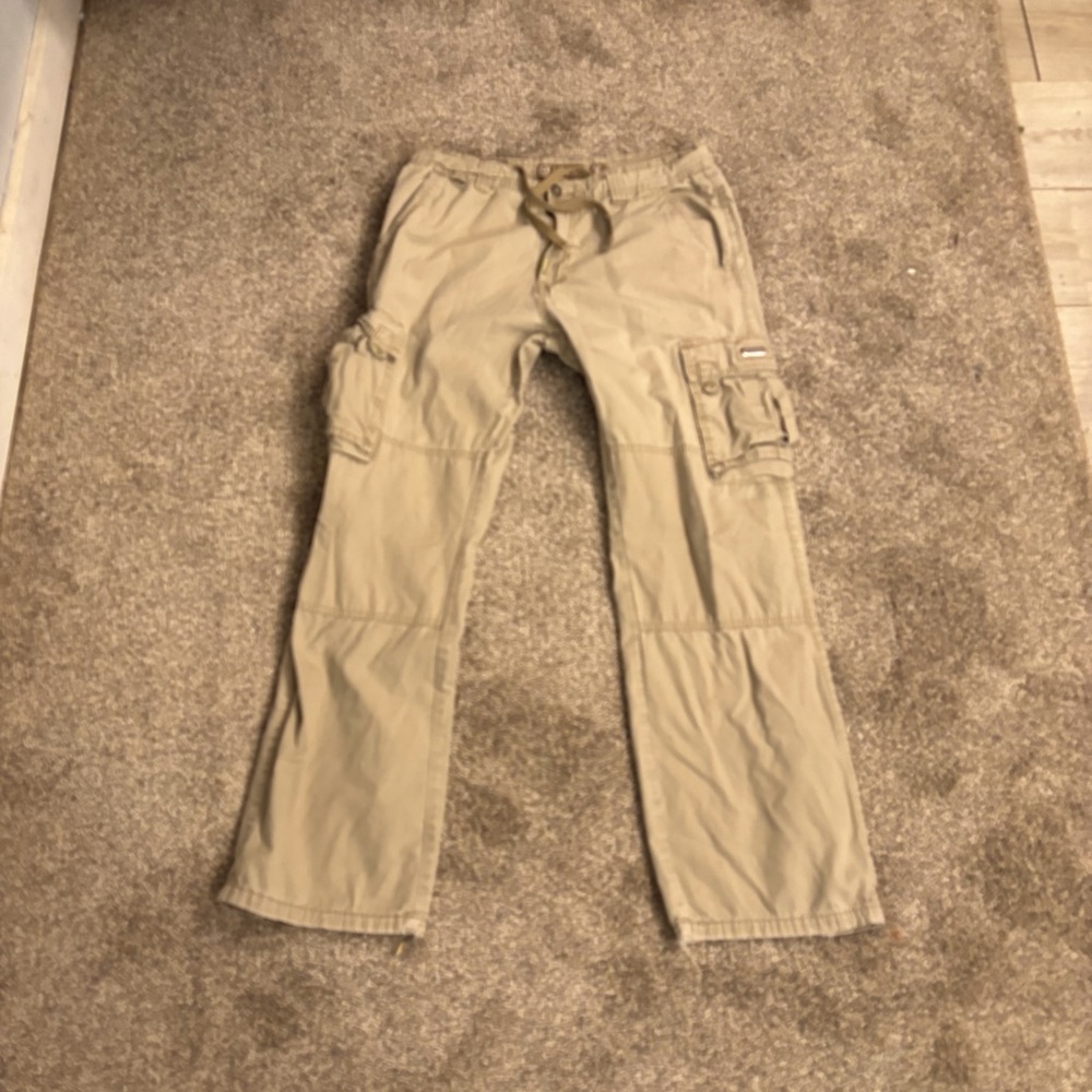 LRG Men's Beige Cargo Pants SZ 36 Grunge Outdoors Mid Rise Inseam 31.5